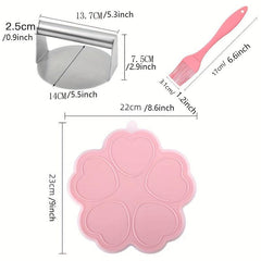 3pcs Burger Press & Freezer Container Heart Shape Meat Pie Mold