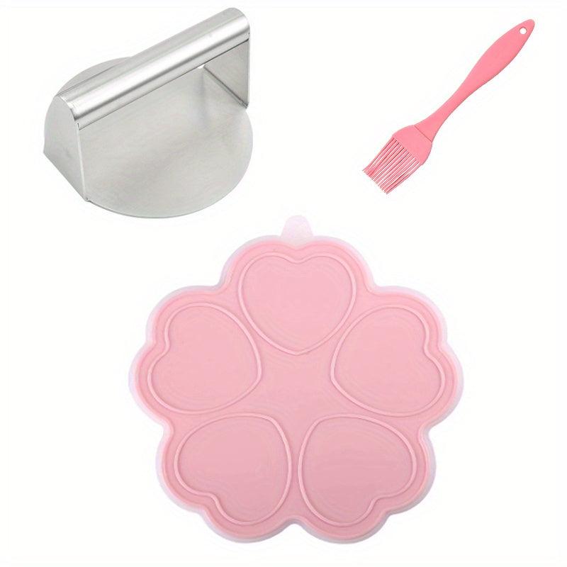 3pcs Burger Press & Freezer Container Heart Shape Meat Pie Mold