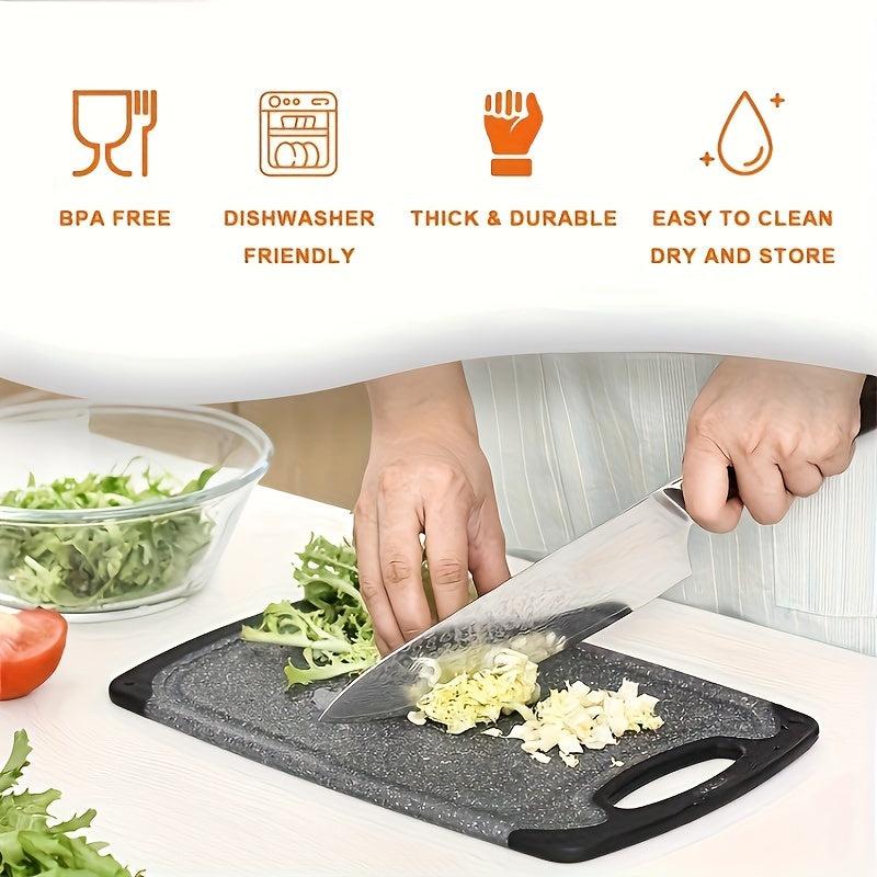 Kitchen Cutting Board Set Non Slip Feet Juice Groove Easy Grip Handle