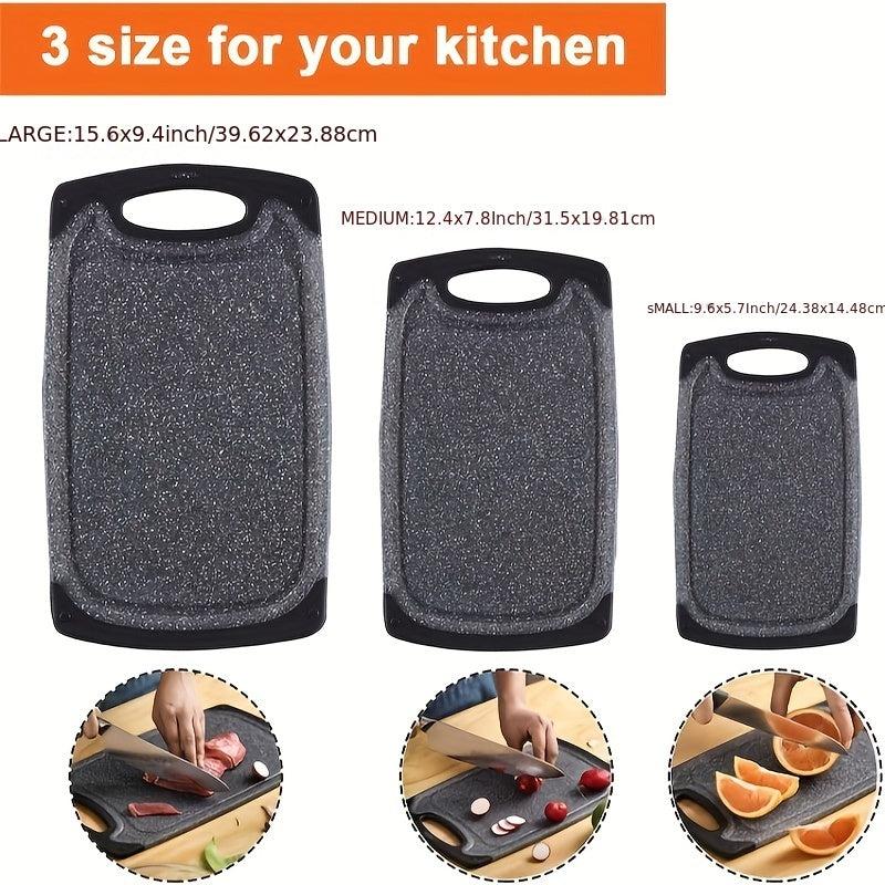 Kitchen Cutting Board Set Non Slip Feet Juice Groove Easy Grip Handle