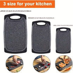 Kitchen Cutting Board Set Non Slip Feet Juice Groove Easy Grip Handle