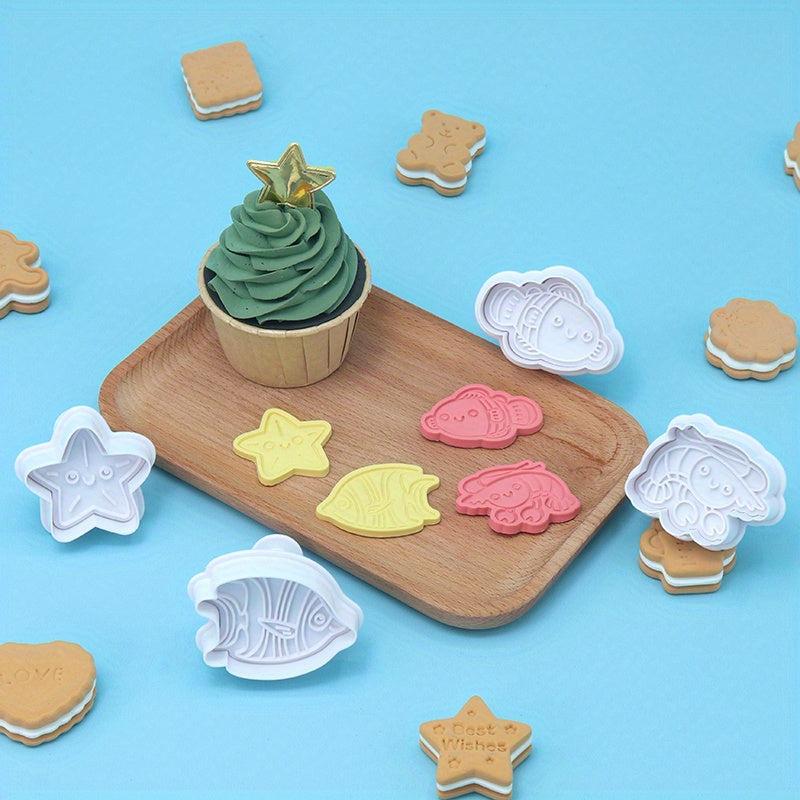 4pcs Ocean Animals Cookie Cutters Marine Life Fondant Mold Baking Tools