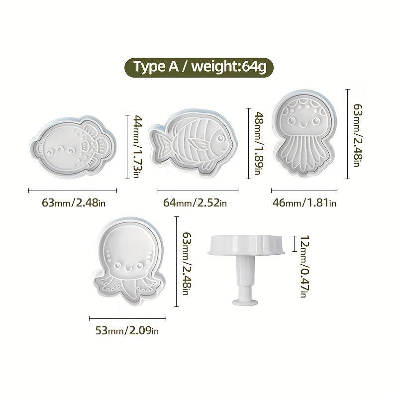 4pcs Ocean Animals Cookie Cutters Marine Life Fondant Mold Baking Tools