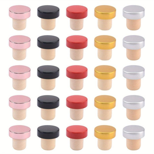 25pcs Reusable Wine Bottle Stopper Cork Craft Beverage Preservation Plug