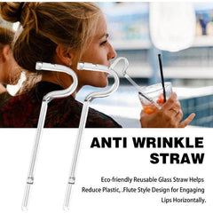 3pcs Anti Wrinkle Glass Straws Eco friendly Reusable Drinking Straw