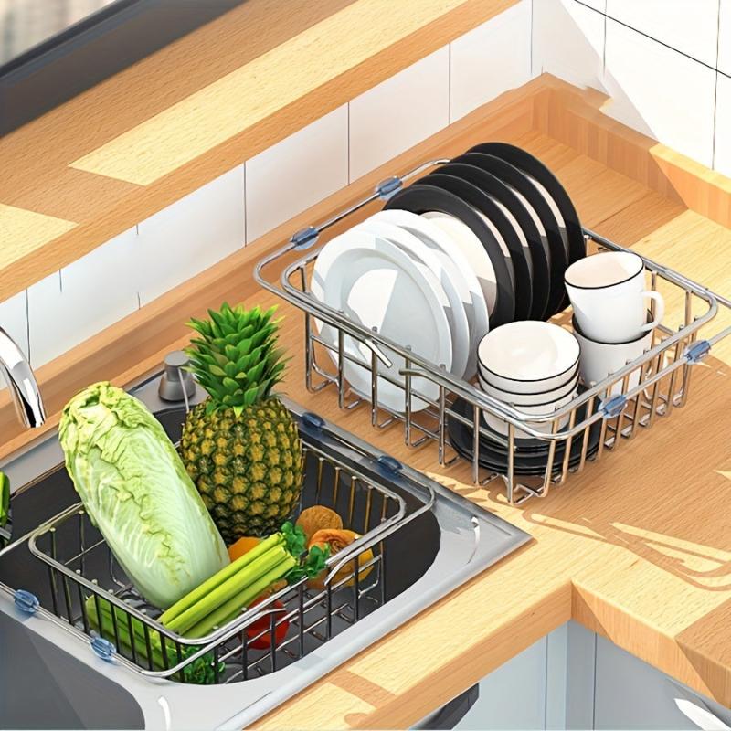 Sink Drain Rack Retractable Stainless Steel Sink Strai