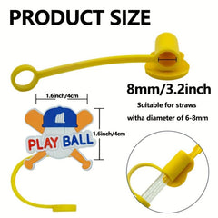 8pcs Sports Theme Straw Tips Cover Reusable Toppers Caps Party Decor