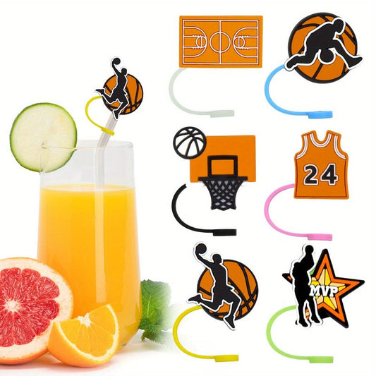 8pcs Sports Theme Straw Tips Cover Reusable Toppers Caps Party Decor
