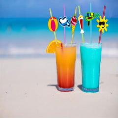 8pcs Beach Theme Reusable Straw For Family Parties