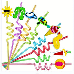8pcs Beach Theme Reusable Straw For Family Parties