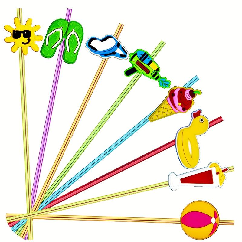 8pcs Beach Theme Reusable Straw For Family Parties