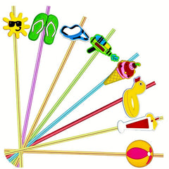 8pcs Beach Theme Reusable Straw For Family Parties