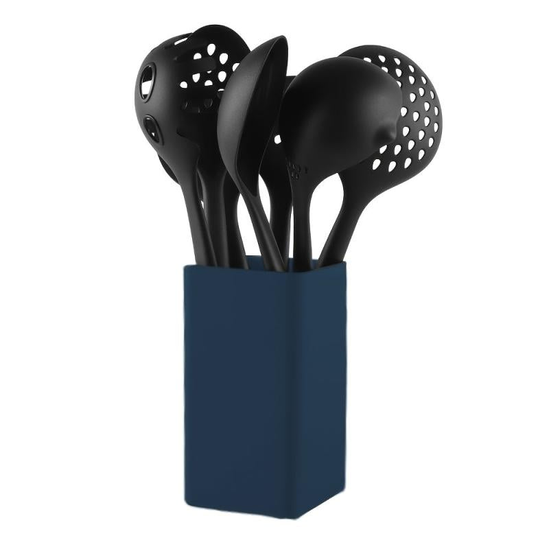 7pcs Nylon Cooking Utensils Set in Storage Bucket Heat Resistant Spatulas Spoons