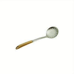 Stainless Steel Colander Spoon w/ Wooden Handle, Kitchen Strainer Ladle