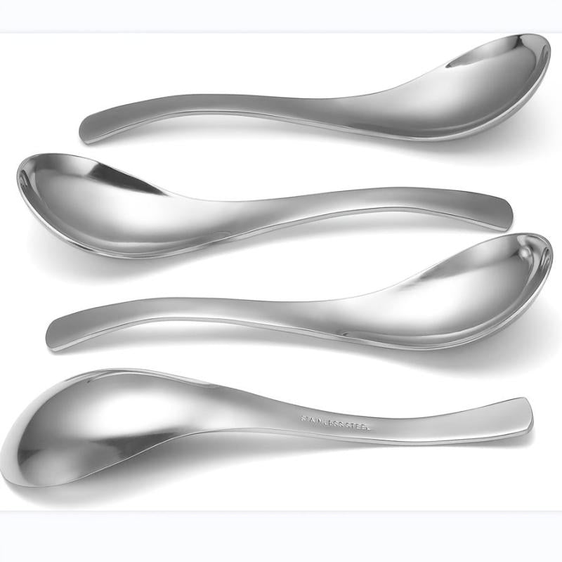 6pcs Heavy Stainless Steel Soup Spoons, Household Table & Dessert Spoons
