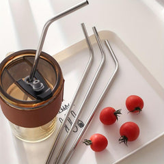 4pcs Stainless Steel Reusable Straws for Milk Water Cocktail