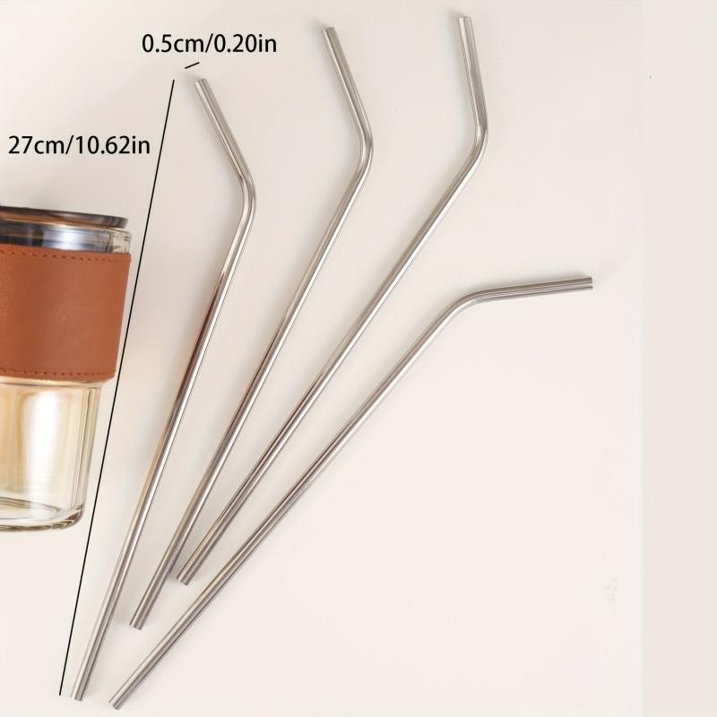 4pcs Stainless Steel Reusable Straws for Milk Water Cocktail