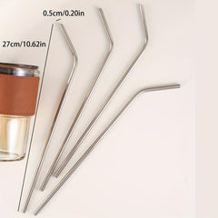 4pcs Stainless Steel Reusable Straws for Milk Water Cocktail