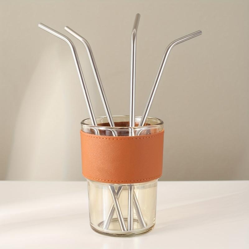 4pcs Stainless Steel Reusable Straws for Milk Water Cocktail