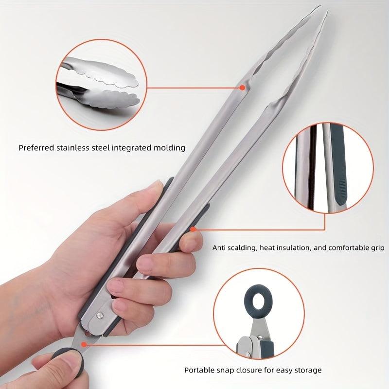 2pcs Stainless Steel Serving Tongs BBQ Salad Dessert Buffet Multifunctional