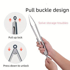2pcs Stainless Steel Serving Tongs BBQ Salad Dessert Buffet Multifunctional