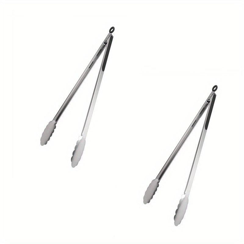 2pcs Stainless Steel Serving Tongs BBQ Salad Dessert Buffet Multifunctional