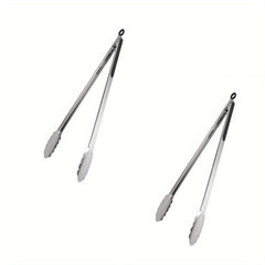 2pcs Stainless Steel Serving Tongs BBQ Salad Dessert Buffet Multifunctional
