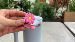 4pcs Flower Silicone Straw Covers Reusable Anti-dust Cup Accessories
