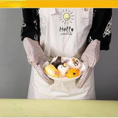 4pcs Colorful Printed Cotton Oven Mitts & Silicone Heat Insulation Mat