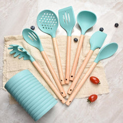 8pcs Silicone Utensil Set Heat Resistant Kitchen Utensil Set Safety