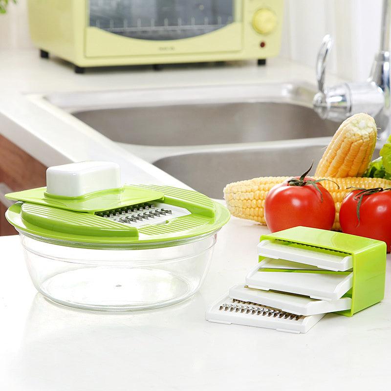 6pc Vegetable Slicer With Hand Guard & Potato Chopper + Bonus Peeler