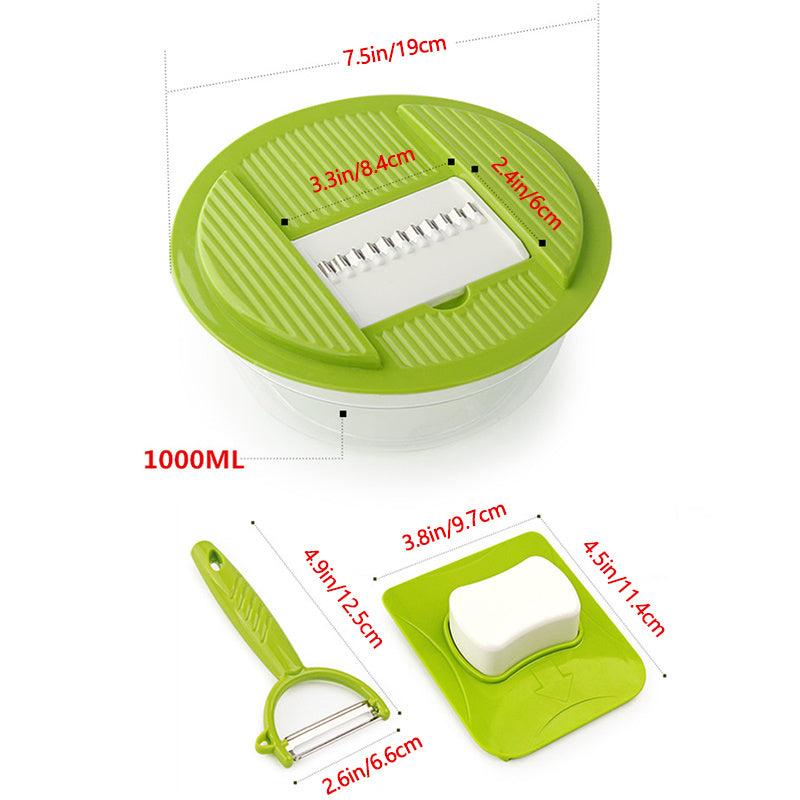6pc Vegetable Slicer With Hand Guard & Potato Chopper + Bonus Peeler