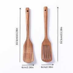 Wooden Slotted Turner Cooking Spatula Non Stick Turner Long Handle Spatula