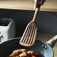Wooden Slotted Turner Cooking Spatula Non Stick Turner Long Handle Spatula