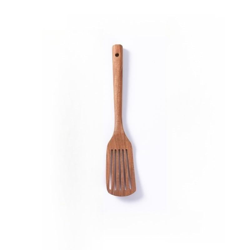 Wooden Slotted Turner Cooking Spatula Non Stick Turner Long Handle Spatula