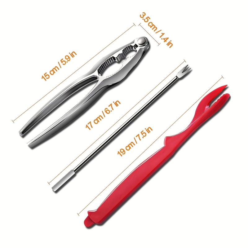 10pcs Stainless Steel Seafood Tools Lobster Crab Pliers Shell Cutters Leg Forks