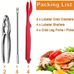 10pcs Stainless Steel Seafood Tools Lobster Crab Pliers Shell Cutters Leg Forks