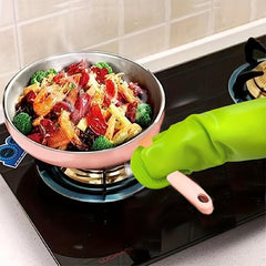 2pcs Silicone Oven Mitts Thermal Insulation Gloves High Temperature Resistant