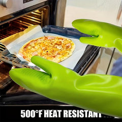 2pcs Silicone Oven Mitts Thermal Insulation Gloves High Temperature Resistant