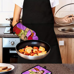2pcs Cotton Oven Mitts Thermal Insulation Gloves Hot Oven Mitts For Microwave