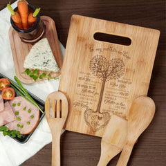 Mom Cutting Board Engraved Tree Heart Chopping Board Bamboo Gift for Mother's