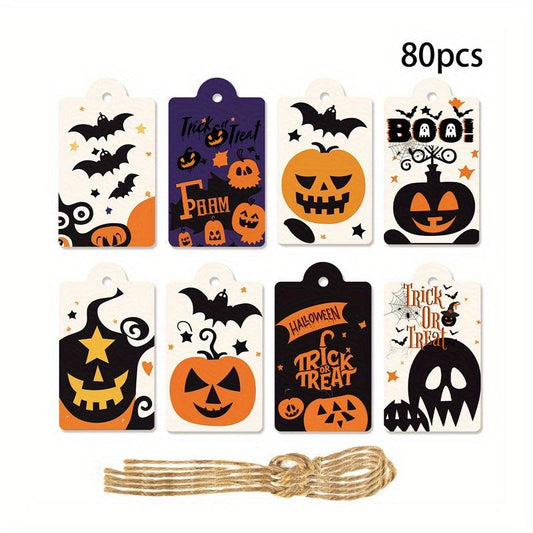 80pcs Halloween Ghost Hanging Tag Party Decoration Gift Packaging