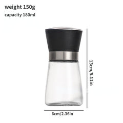 1pc Glass Spice Grinder Manual Pepper Mill Spice Crusher Sea Salt Ginder