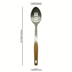 Rice Strainer Spoon Slotted Ladle Stainless Steel Wooden Handle Cooking Spoon