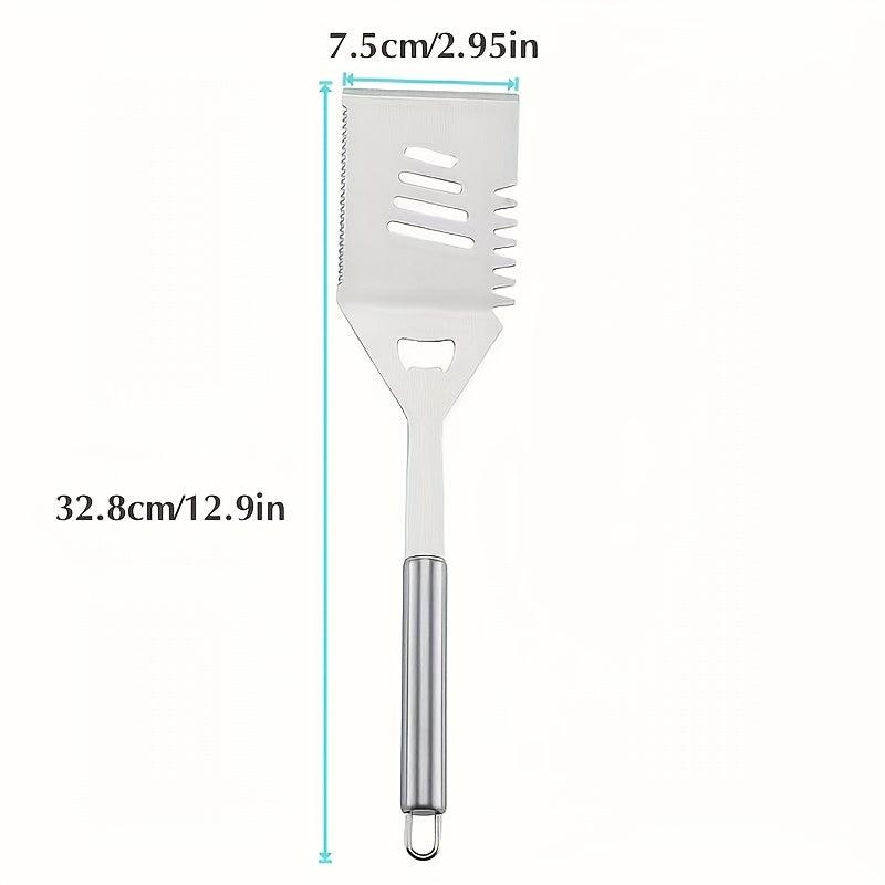 Stainless Steel BBQ Utensil Set - Tongs, Spatula, Brush, Shovel