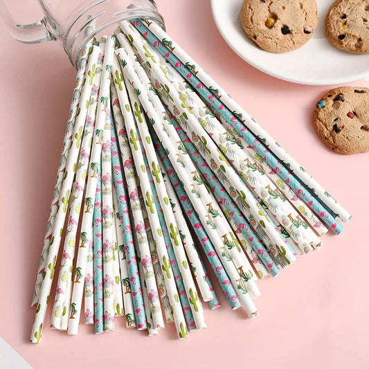 100pcs Hawaiian Tropical Party Paper Straws for Wedding Bridal Jui