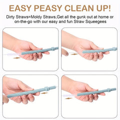10pcs Reusable Foldable Silicone Straws with Cleaning Brush Box