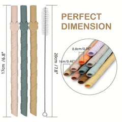 10pcs Reusable Foldable Silicone Straws with Cleaning Brush Box