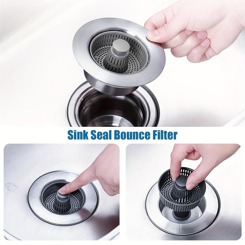 3in1 Kitchen Sink Stopper Strainer Stainless Steel Drain Strainer