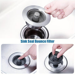 3in1 Kitchen Sink Stopper Strainer Stainless Steel Drain Strainer